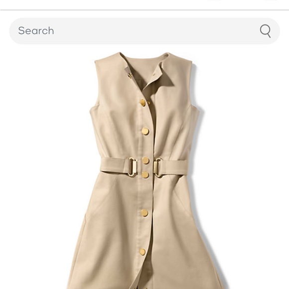 EUC - Michael Kors Tan Sleeveless Snap Front Stretch Cotton Dress - Picture 3 of 10